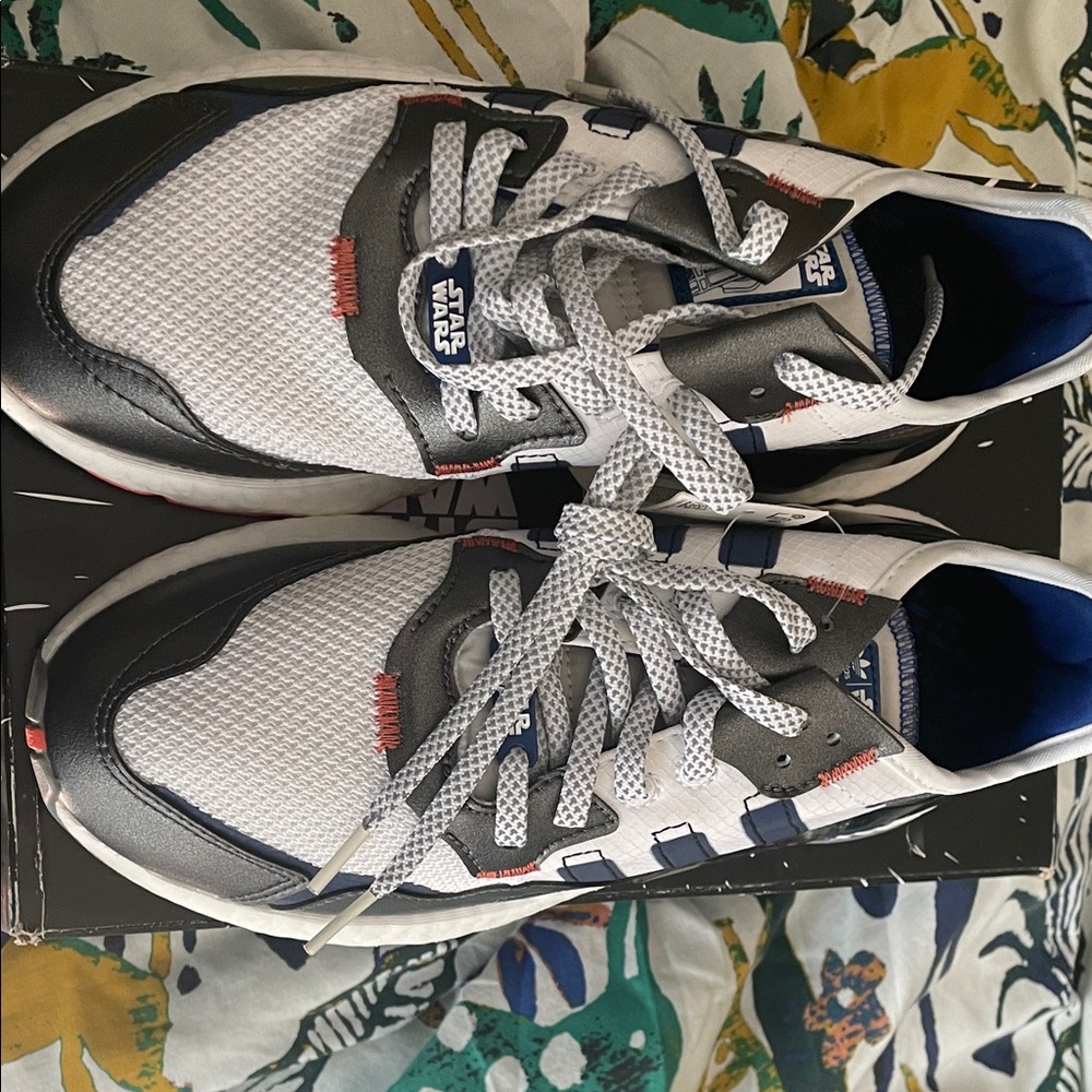Star Wars WhiteGrey, and Black Sneakers with Blue and Red Details